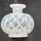 Fenton Glass Perfume Bottle White French Opalescent Lattice Optic Squat 4.25"