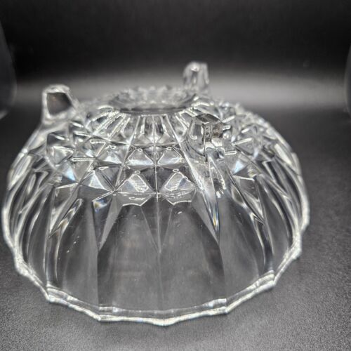 Nachtmann Crystal Bowl Covered 3 Pedestal Feet Vintage Diamond Point Pattern