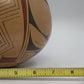 Handmade Mexican Pottery Bowl Geometric Bird Motif Tan Black Red 7" Round Bottom