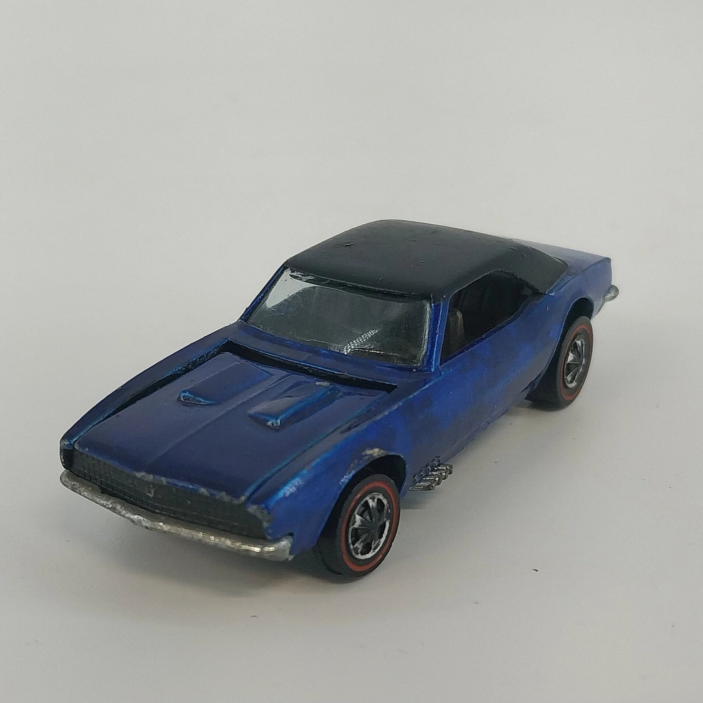 Hot Wheels Redline Custom Camaro Car Spectraflame Blue Black Interior USA 1968