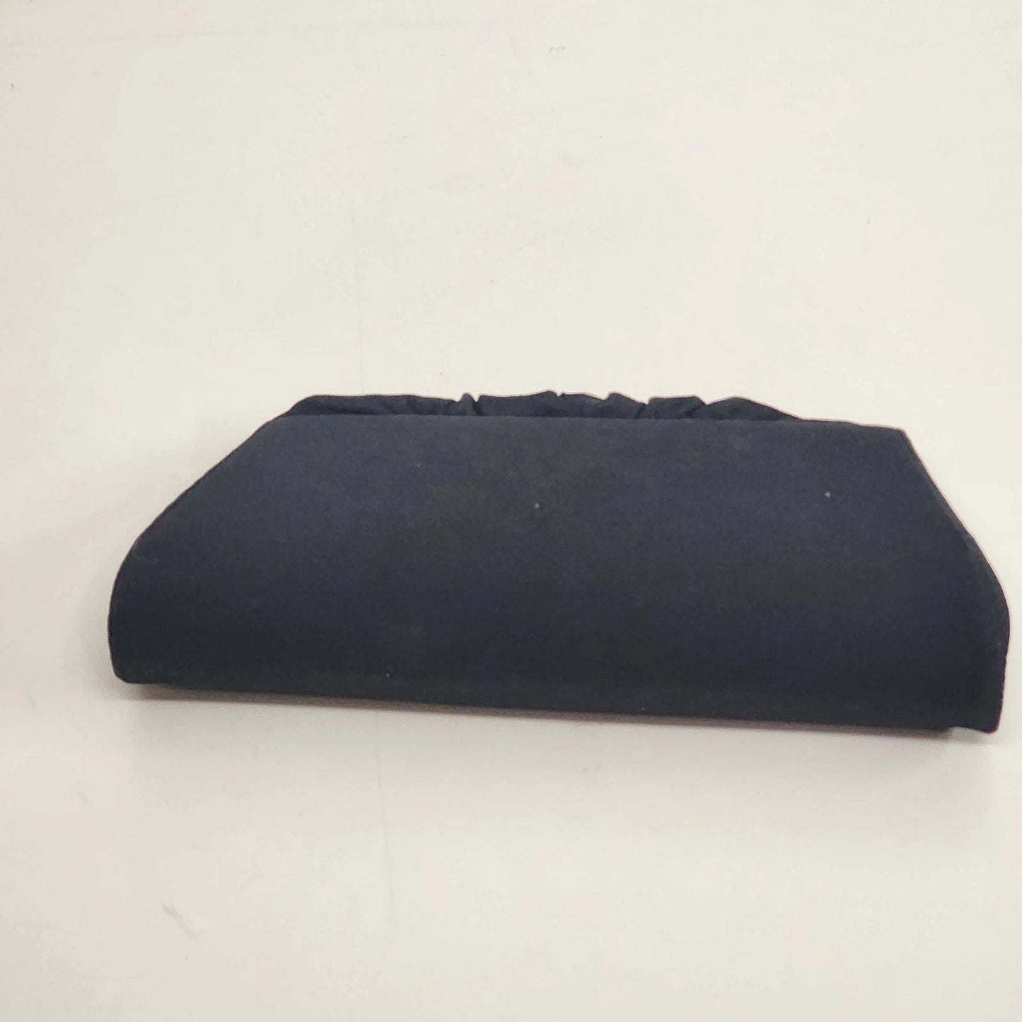 Black Evening Clutch Bag Leather Interior Minimalist Formal Handheld Purse Vtg