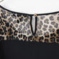XXI Womens Black Sheer Blouse Leopard Print Long Sleeve Top