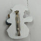 Holiday Snowman Brooch Pin Holding Logs w Neck Warmer Gray Hat Glittery Vintage
