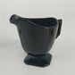 LE Smith Black Glass Cream Sugar Set Double Shield Pattern Square Base Vintage