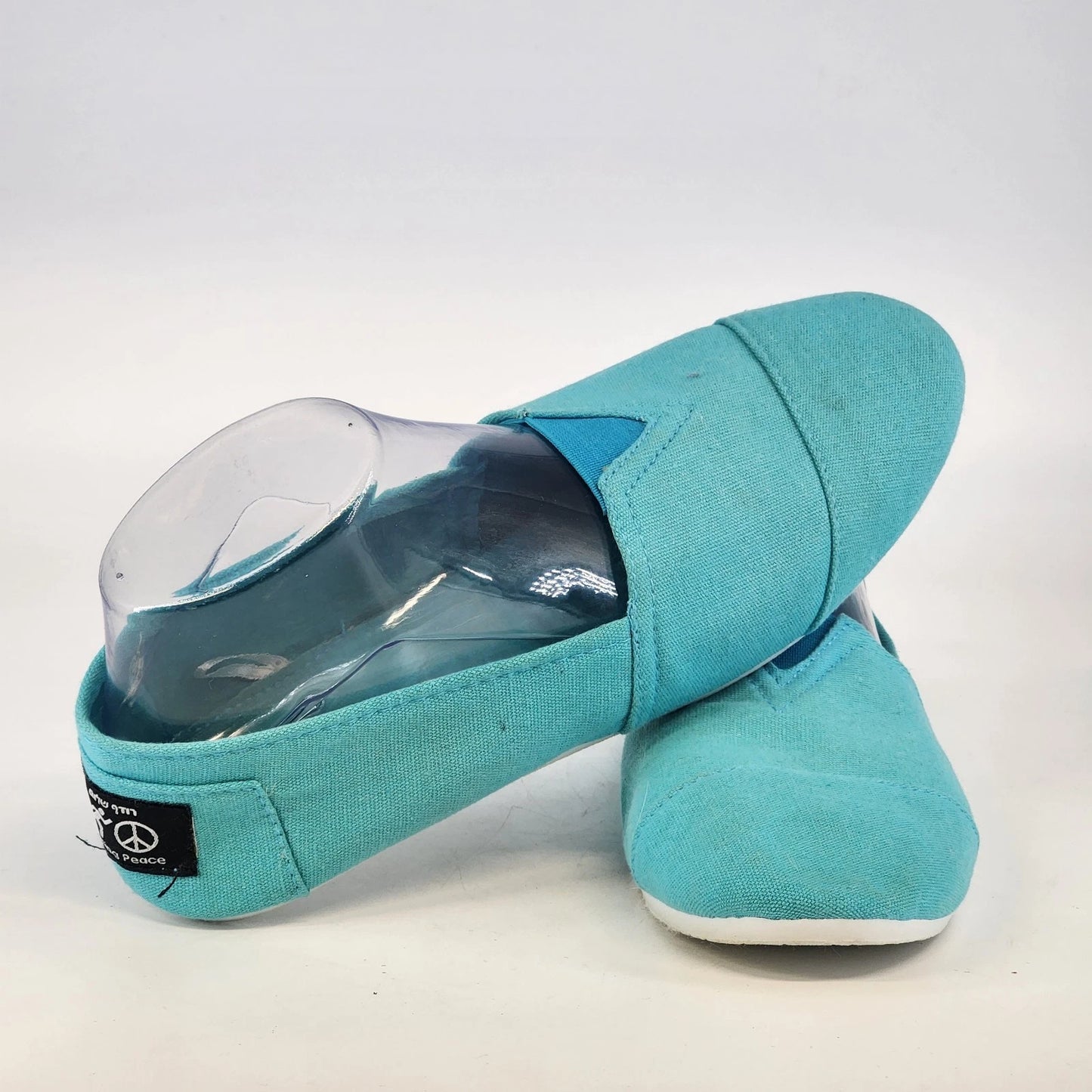 Aqua Light Blue Canvas Slip On Loafers Women 7.5 Casual