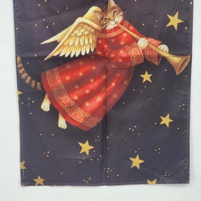 Toland Angel Kitty Yard Garden Flag Banner w/ Hanging Loop Moon & Stars 23"x36"