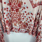 Women's Boho Embroidered Crop Top Medium White Floral Blouse