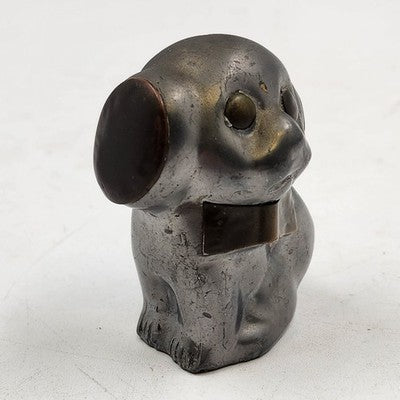 Pewter Brass Puppy Figurine Big Eyes Ears Small Dog Statue China 2.75"