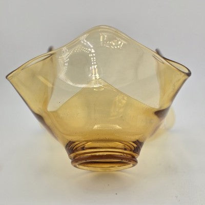 Viking Art Glass Bowl Amber Epic Loop Ruffled Pinched Candy Trinket Dish 6" MCM