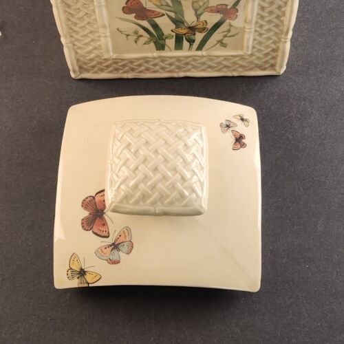 Enesco Butterfly Garden Trellis Medium Canister/Storage Container Vintage Japan