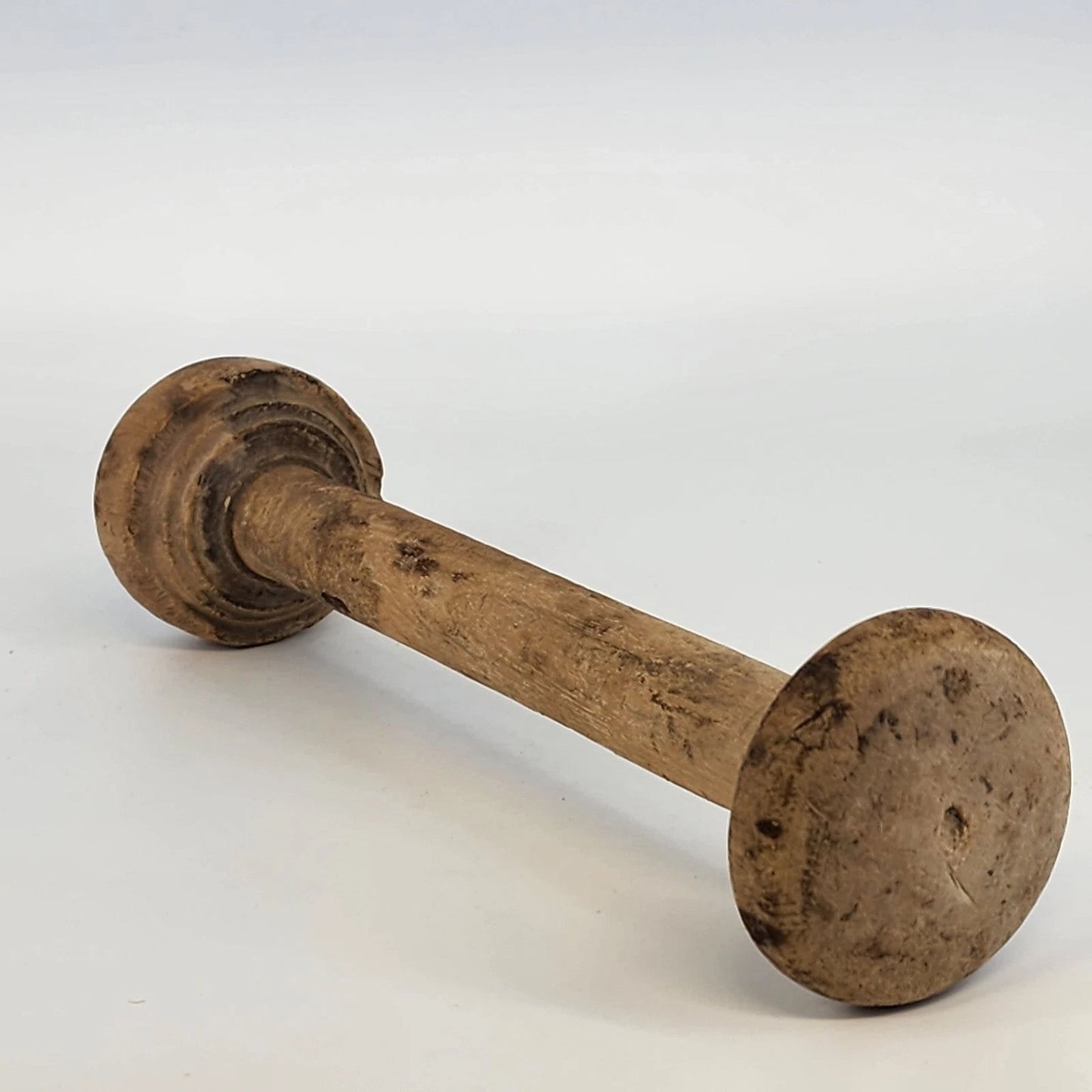 Antique Industrial Wooden Textile Spool 11.5" L Sewing Thread Bobbin Primitive