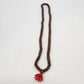 Rudraksha Seed Bead Mala Prayer Necklace Red Tassel 18.5" Meditation Jewelry