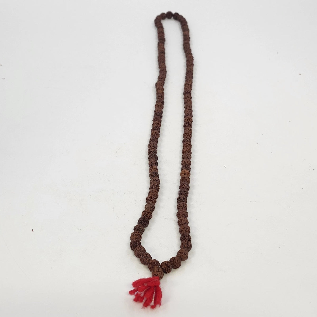 Rudraksha Seed Bead Mala Prayer Necklace Red Tassel 18.5" Meditation Jewelry