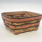 Longaberger Handwoven Natural Wood Basket Red Accent 6.75" Sq Dresden OH 2009