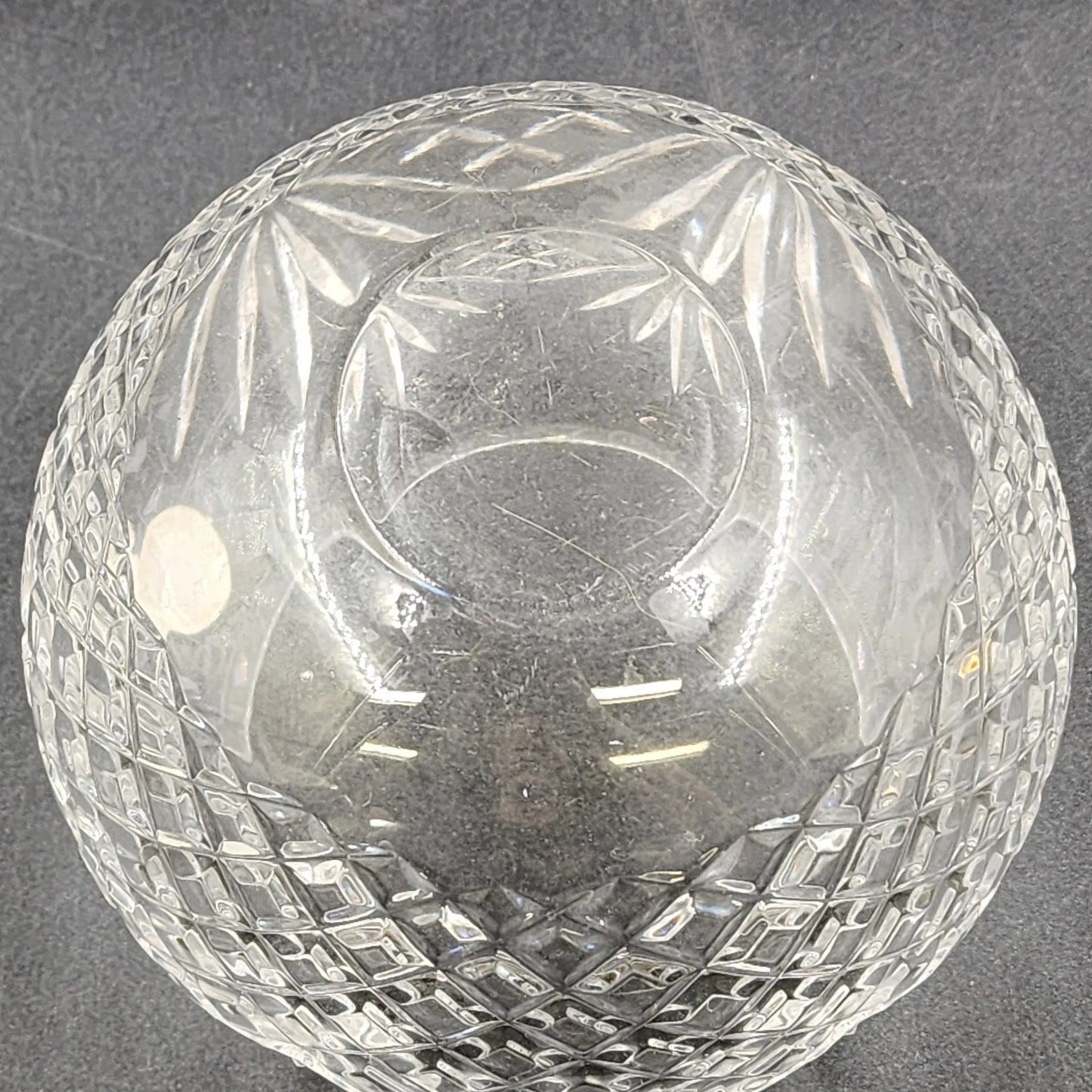 Astral Rose Bowl Vase Full Lead Cut Glass Crystal 5" Deep Fan Diamond Korea