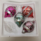 Bradford Novelty 4 Christmas Ornaments Teardrop Glitter Glass 2.25"w Vintage Mex