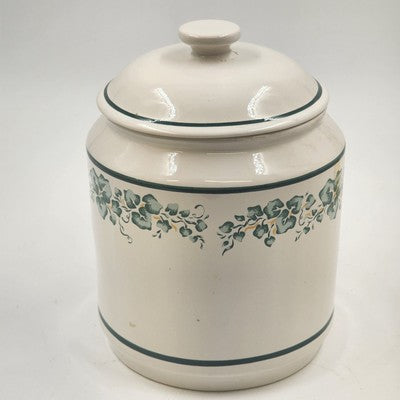 Corelle Callaway White Green Ivy Canister 8" Corning Ware Floral Lines China