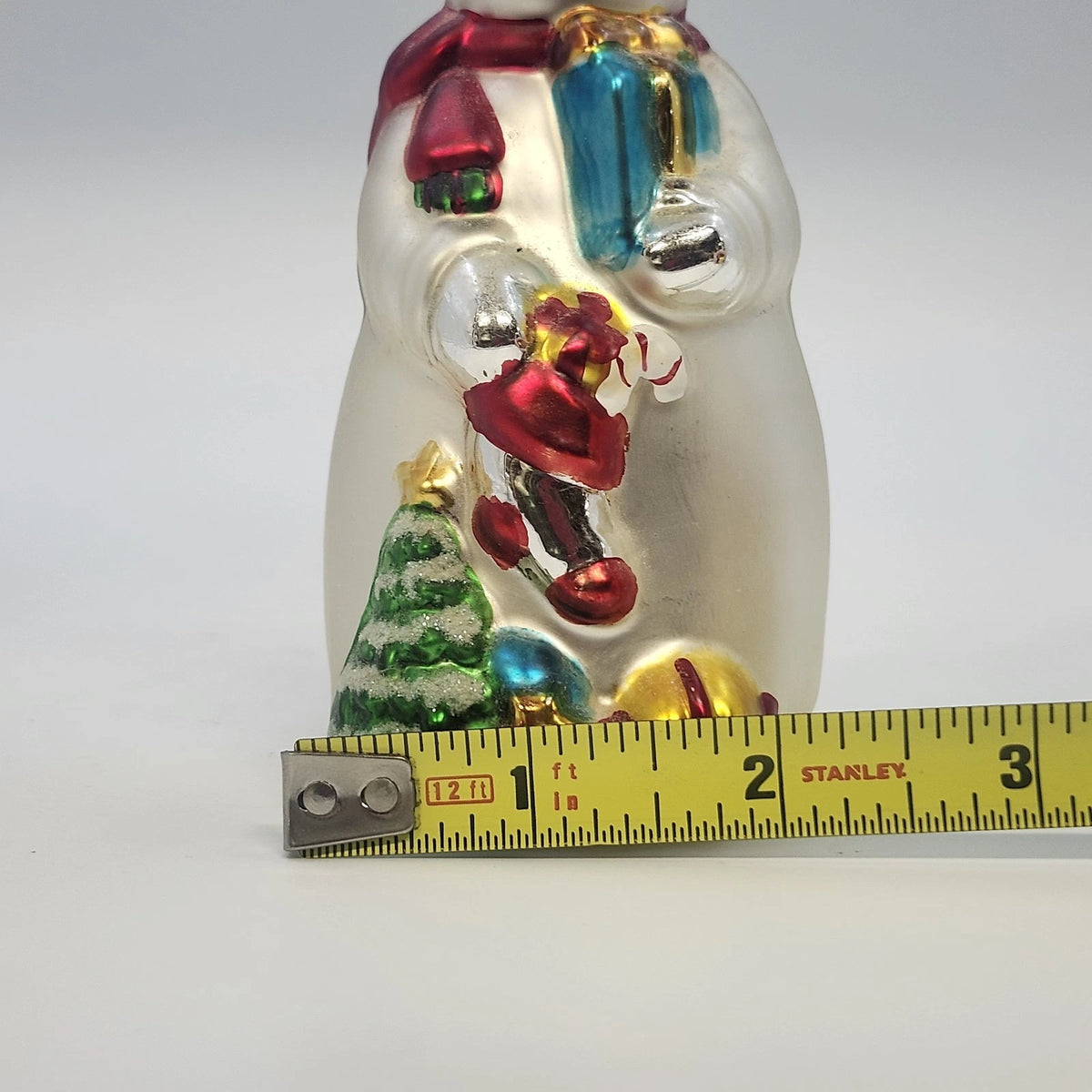 Northlight Snowman Glass Christmas Ornament 5" Hand Painted Gifts Scarf Tree Vtg