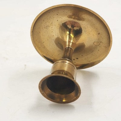 Solid Brass Gold Tone Candlestick Candle Hlder 2.5" x 3" Made in India Vintage