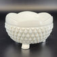 Vintage Indiana Milk Glass Diamond Point Candy Dish Footed Bowl