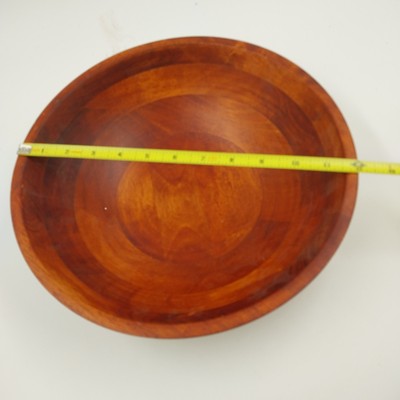 Red Mahogany Wood Varnished Serving Salad Bowl Large 12"x3.75" Vietnam