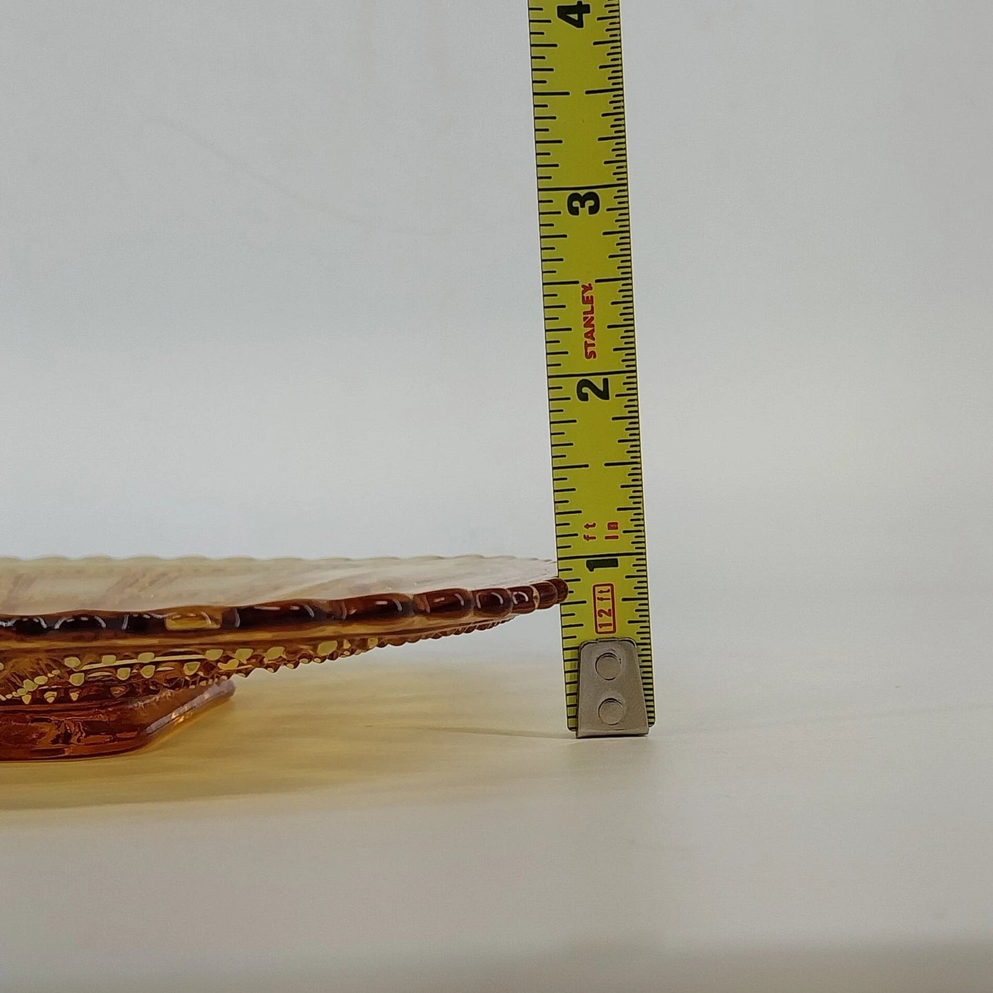 Imperial Glass Square Beaded Block Amber Plate Art Deco Starburst 1930s Vintage