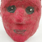 Papier Mache Scary Creepy Face Red Mask w Two Horn Wall Art Hand Painted