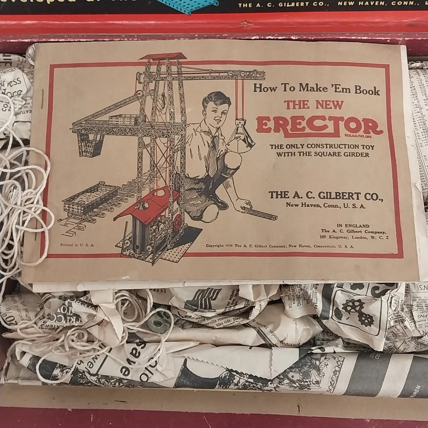 A.C. Gilbert Erector Set No. 4½ Original Box Manual Parts Boxes 1930s Vintage