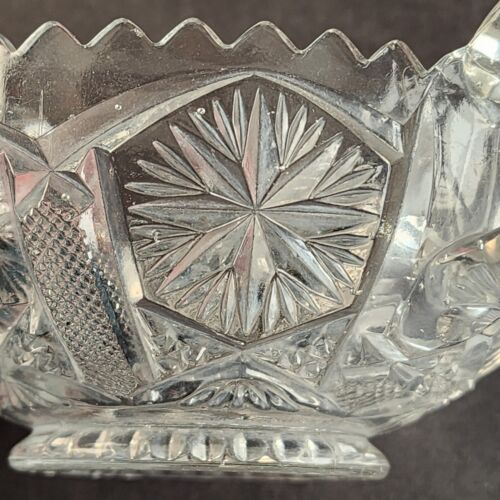 Imperial Mogul 612 Pattern Two Handled Bowl 4½" Clear Sawtooth Snowflake Vintage