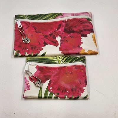 2 Zipper Case Small & Large Cosmetic Bags Floral Design Nordic House Designs NYC