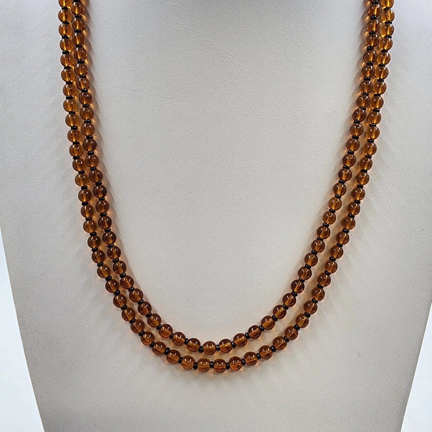 Lot of 3 Beaded Necklaces Jewelry Black Faceted Amber Glass Multicolor Boho Mix
