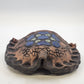 Studio Art Pottery Wall Pocket Vase Blue Green Glaze Leather Hanger 8.5"