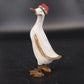 Tii Collections Santa Hat Duck Figurine Carved Wood White 7" Christmas Decor