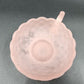 Imperial Glass Pink Frosted Satin Pansy Dish Handle Candy Trinket Bowl Chipped
