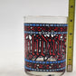 4 Houze Happy Holidays Old Fashioned Stained Glass 3.25"d x 4"h MCM Barware