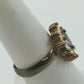 Gold Tone Purple Teardrop Halo Ring w Clear Rhinestone Adjustable Size 7 Jewelry