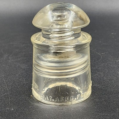 Pyrex MC Clear Glass Electrical Insulator 2.5"x4" Reg US Pat USA