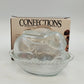 Indiana Glass Confections Bunny on Nest Candy Dish Clear Crystal w Lid USA Vtg