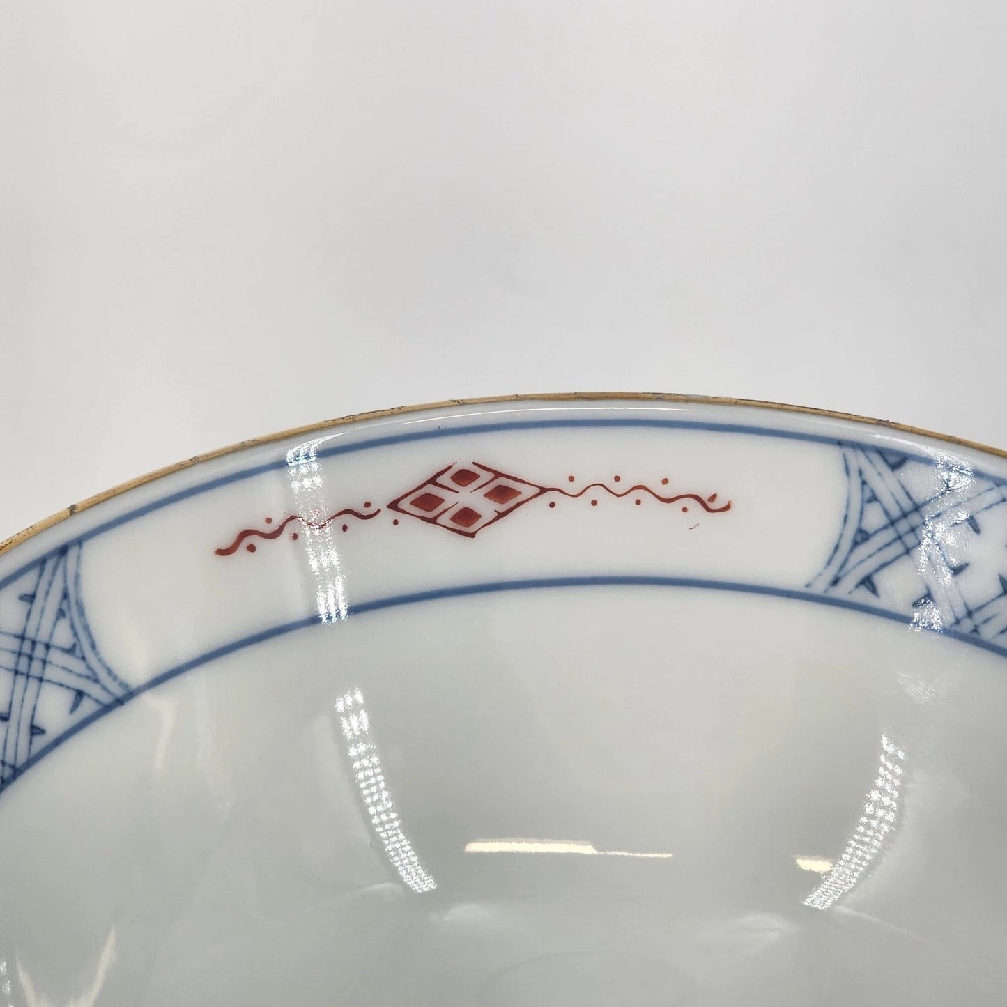 Japanese Imari Porcelain Rice Bowl Blue Red Gold 6.25