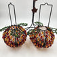 2 Beaded Pumpkin Tea Lite Holders Home Interiors w Free Standing Metal Stand NOS