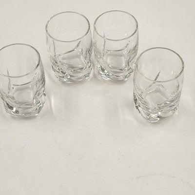 Set of 4 Italy Blown Crystal Ravel Liqueur Wavy Shot Glass Luigi Bormioli 2.5oz