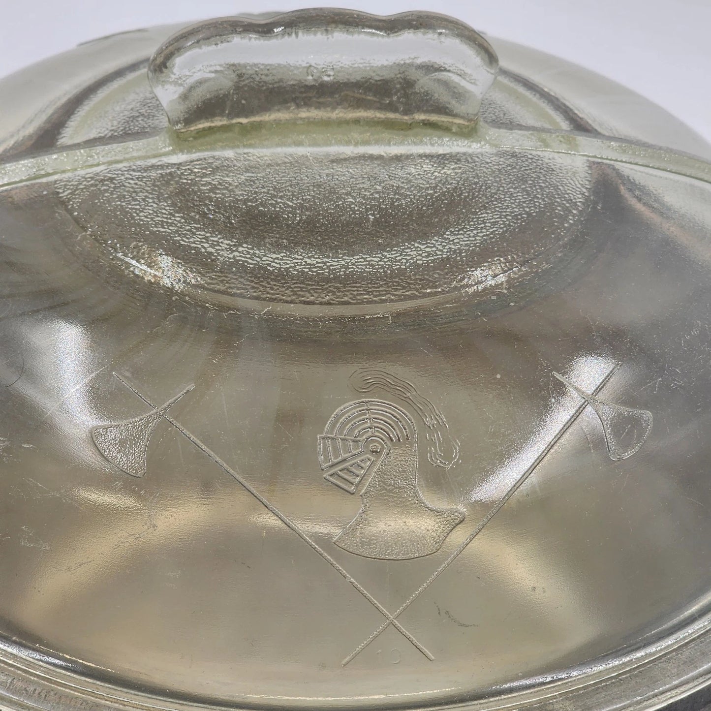 Guardian Service Cast Aluminum Casserole 9.5" Round Pot Glass Lid Handles 1940's