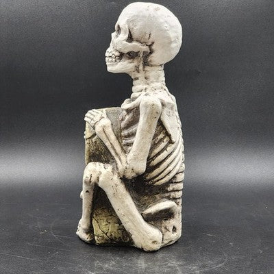 Halloween Resin Molded RIP Skeleton Grave Stone Serpent 13.5" Yard Decoration