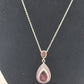 Silver Tone Chain Pear Cut Dangle Purple Rhinestone Amethyst Necklace & Earrings