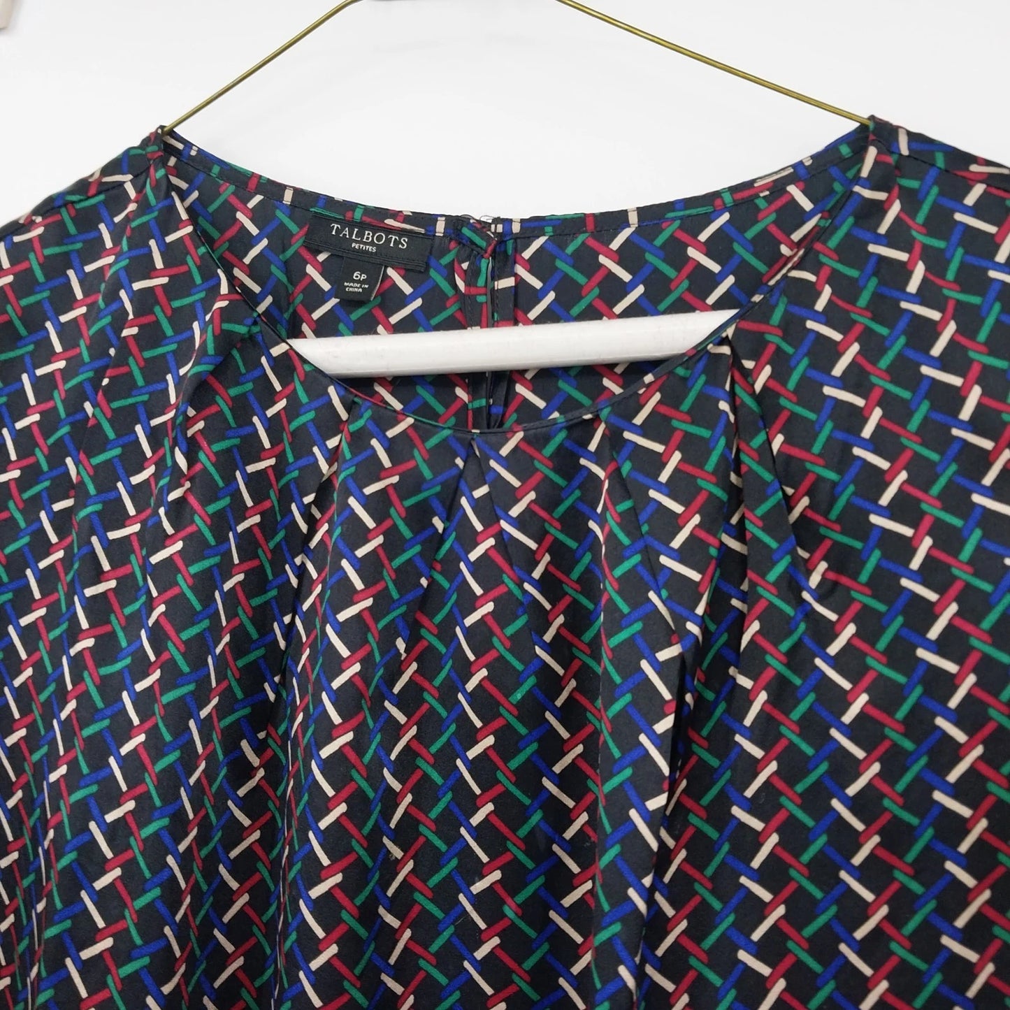 Talbots Petites Geometric Zigzag Blouse Womens 6P Multicolor Top