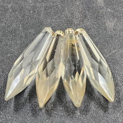 4 Rock Icicle Spear Crystal Glass Drop Chandelier Prisms 2.95" w Wire Connectors