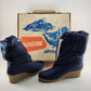 Yodelers Navy Puff Zip Boots Sz 9.5B W1234 Faux Fur Mid Calf Wedge Heel