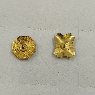Set of 2 Gold Tone Cloisonné Stud Earrings Blue Floral & Butterfly