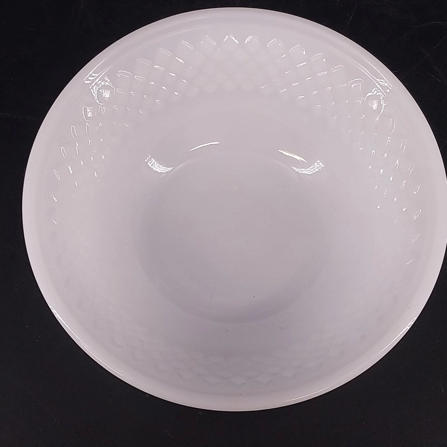 Vintage Federal Glass Basketweave Milk Glass Cereal Bowl 5 Inch