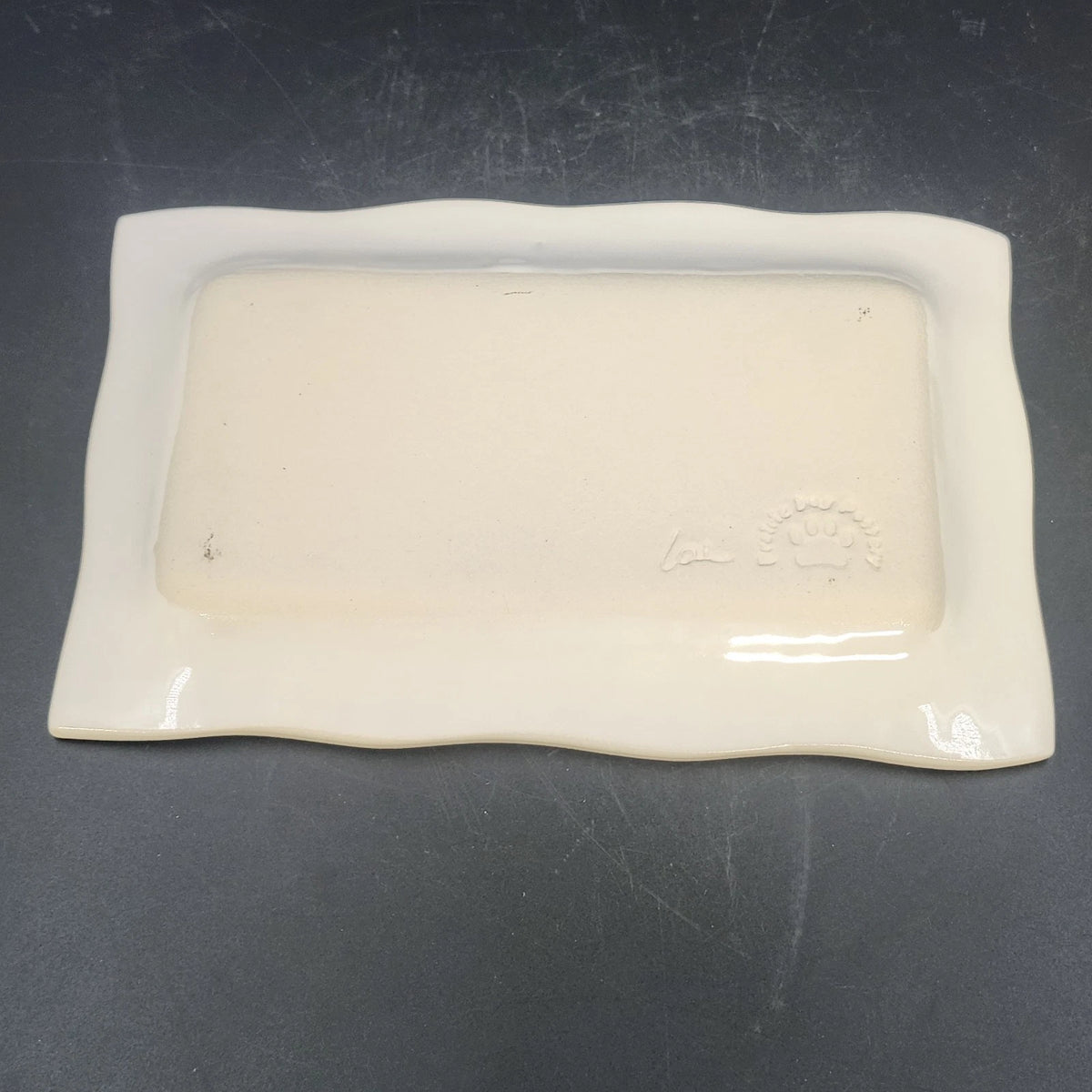 Prairie Dog Pottery Newfoundland Santa Hat Rectangular Christmas Plate 9" x 6"